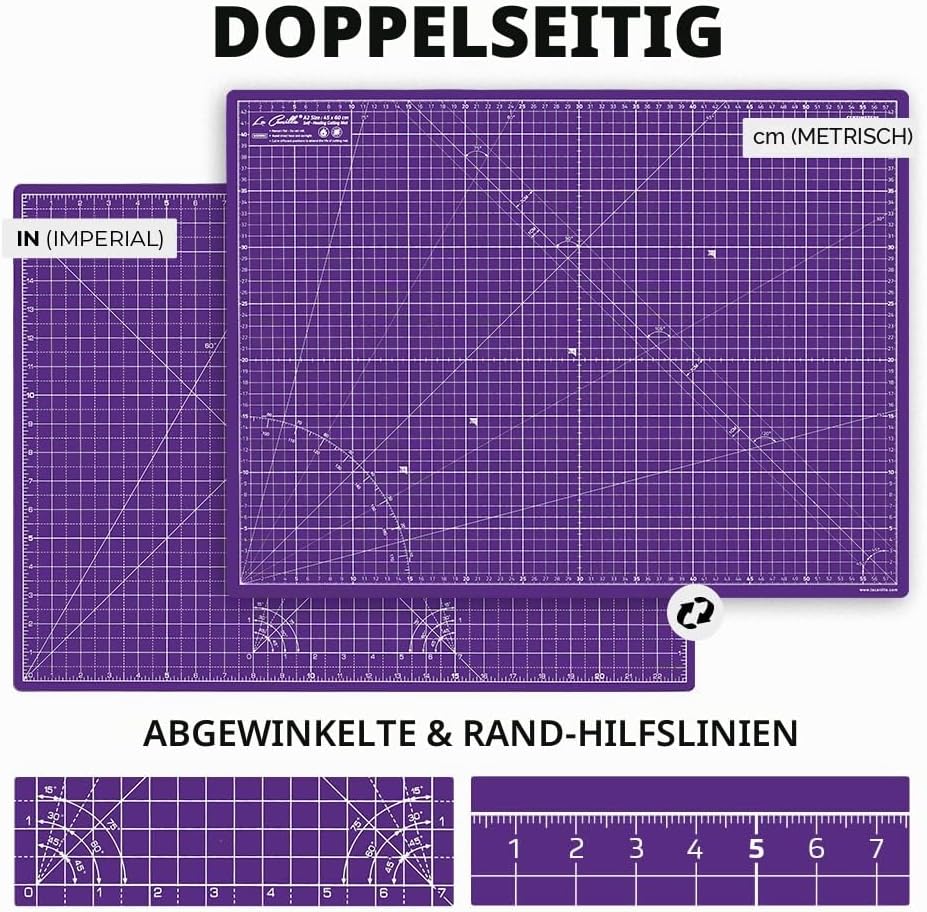 La Canilla Schneidematte A2 Selbstheilend (60x45 cm - 24x18") Cutting Mat Schneideunterlage für Bast