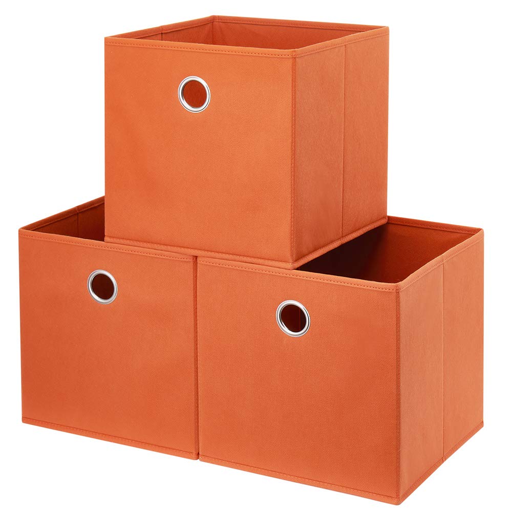 Aufbewahrungsbox, 28 x 28 x 28 cm, orange, 1 Metallloch, faltbar, Stoff, kompatibel mit Cube Organiz