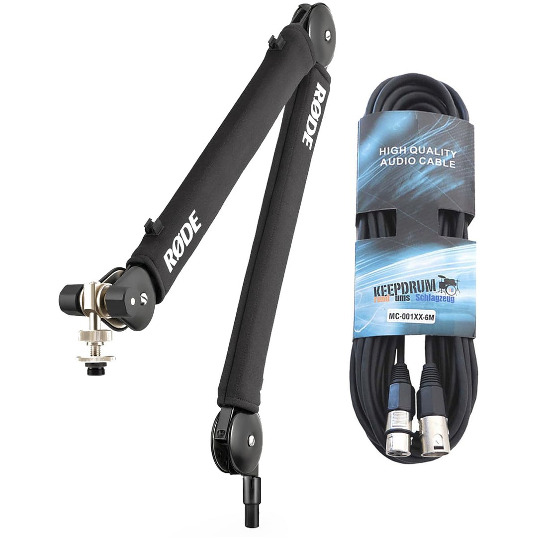 Rode PSA1+ Black Mikrofonarm Tisch-Stativ Schwarz + keepdrum XLR-Kabel PSA1+ Plus mit XLR Kabel Schw
