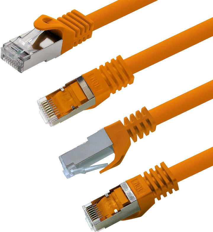 3m - orange - 10 Stück Cat7 Netzwerkkabel SFTP Patchkabel Lankabel Rohkabel 10GB/s - 500 Mhz konfekt