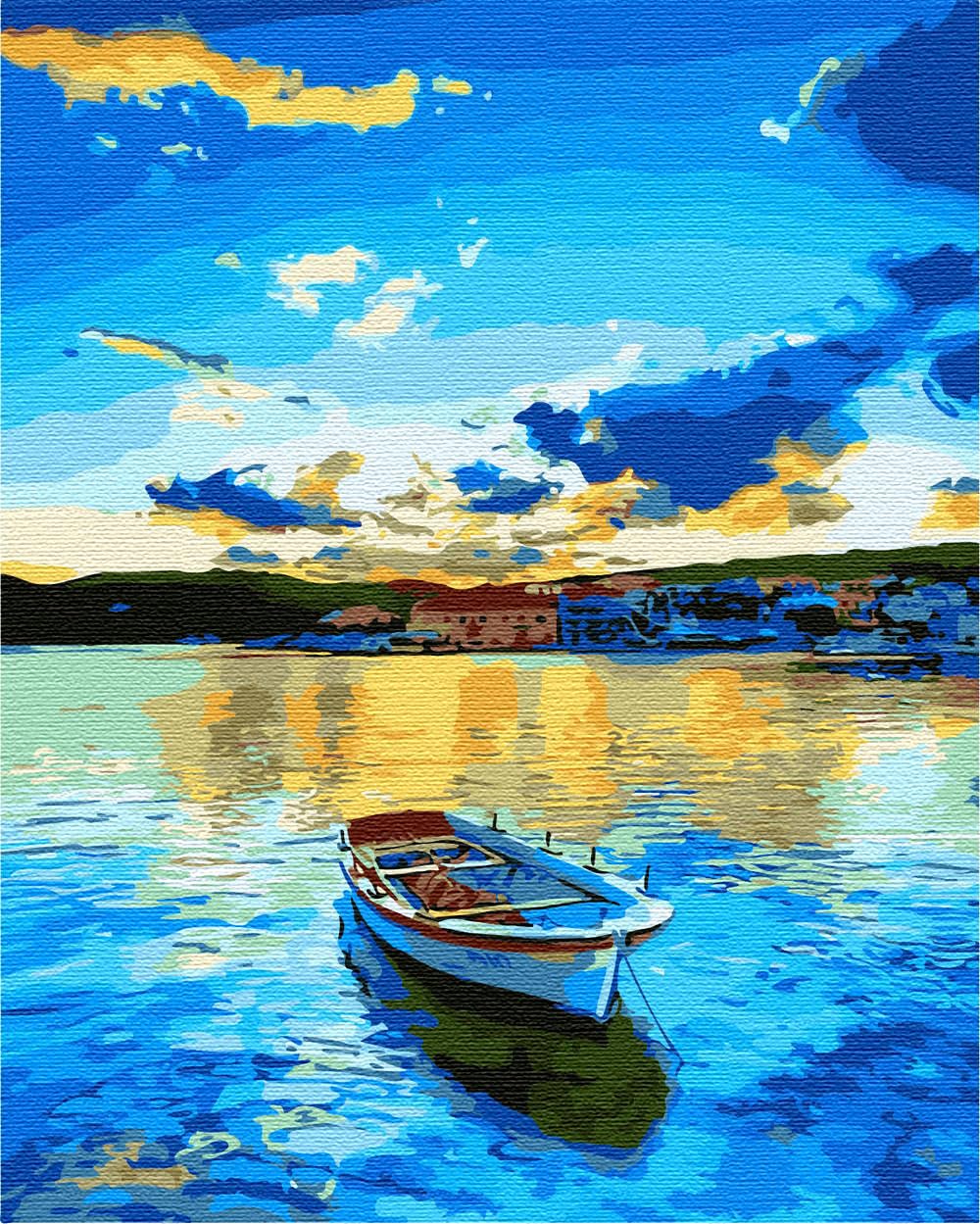 Artnapi Malen nach Zahlen Erwachsene mit Rahmen | DIY Handgemalt | Natur - Boot am Meer | Kit für An