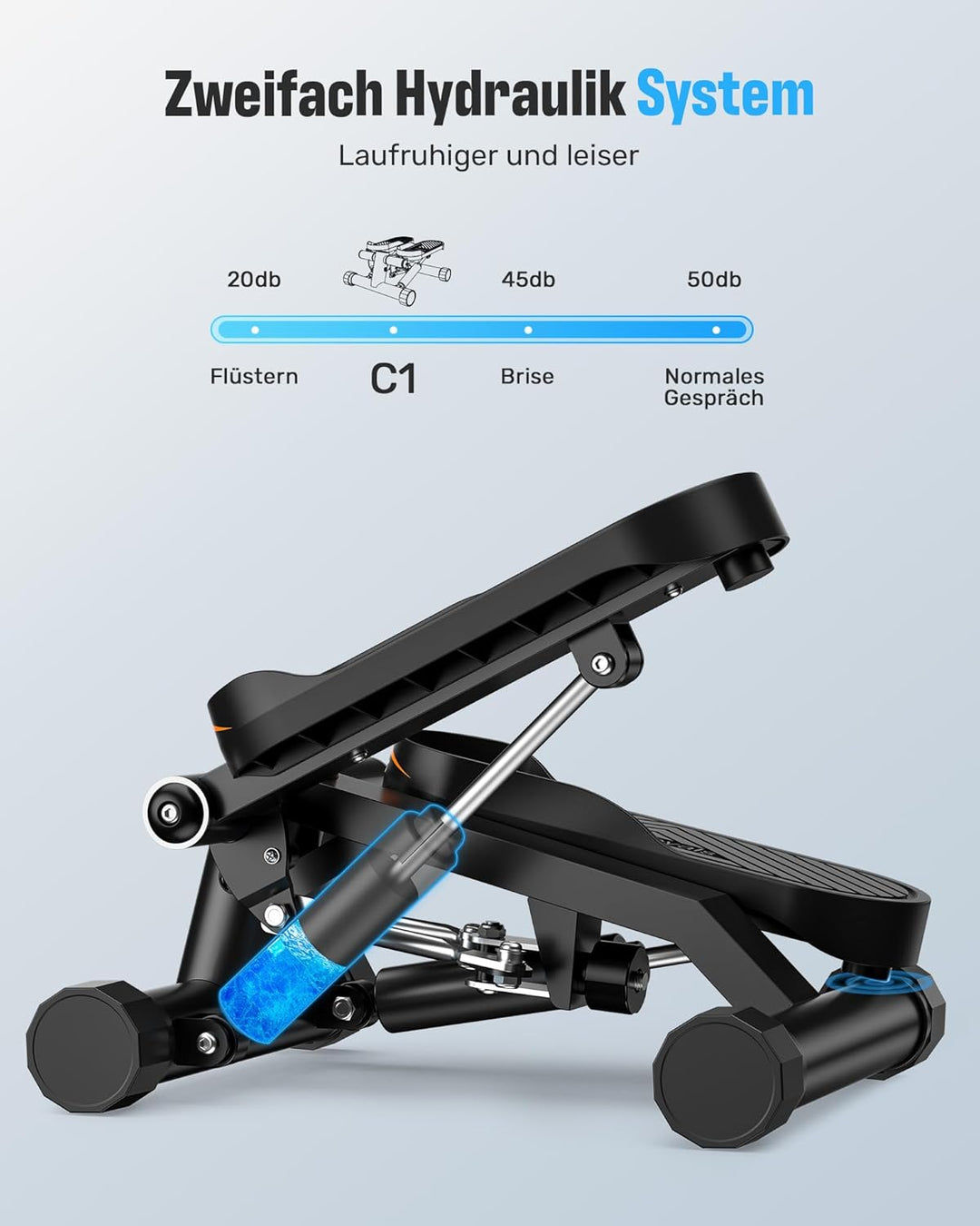 Sportsroyals Exercise Stair Stepper für Zuhause – Up-Down Swing Stepper mit Power Ropes for Bein/Arm