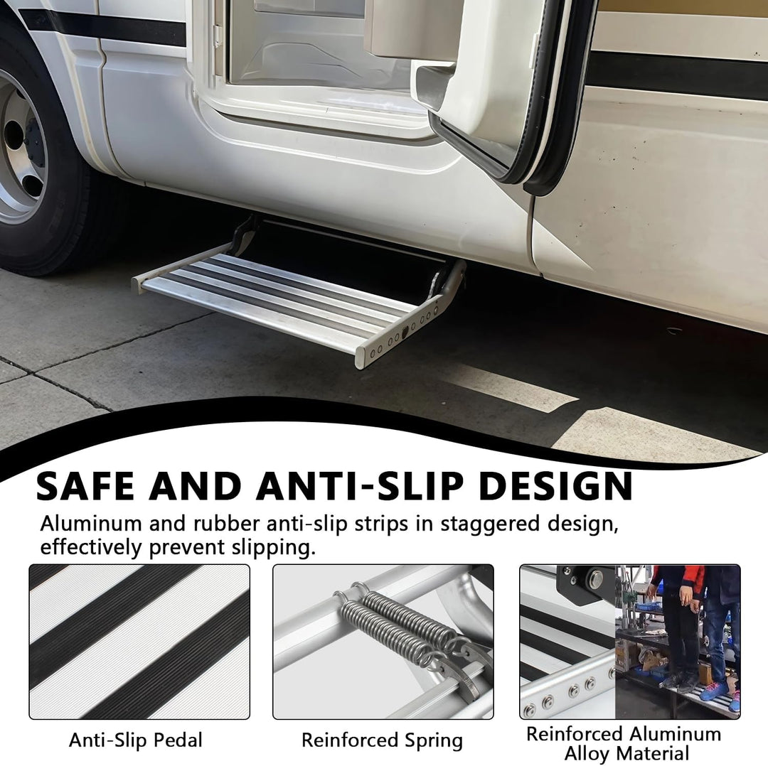 Manuelle Wohnmobil Trittstufen, Wohnmobil Treppe mit LED-Licht, Aluminium klappbare einzelne Stufe T