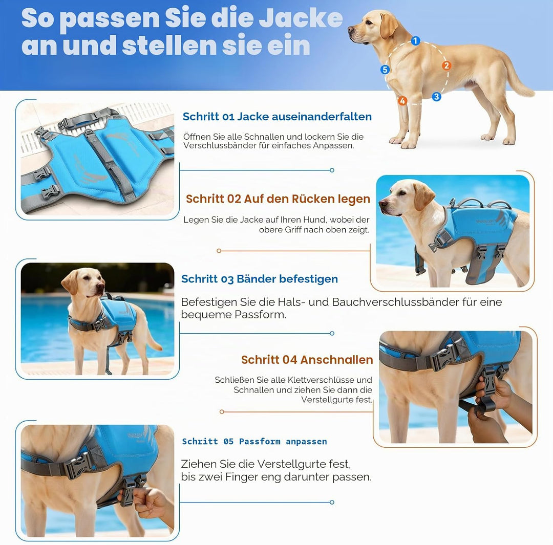VIVAGLORY Hunde Schwimmweste High Buoyancy Hundeschwimmweste, S, Rot | Rettungswesten Hunde-Schwimmw