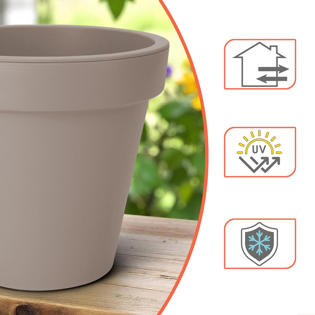 Spetebo Kunststoff Pflanzkübel L rund Ø 48 cm - beige - Blumenkübel gross für Aussen und Innen - Gar