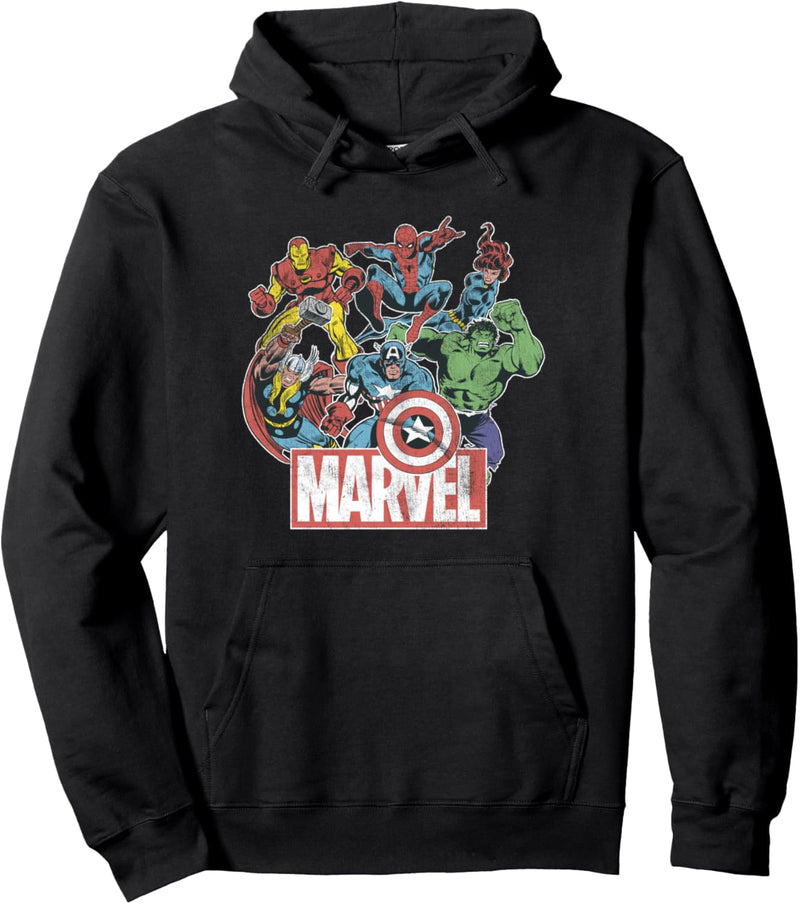 Marvel Comics Retro Classic Avengers Brick Logo Pullover Hoodie