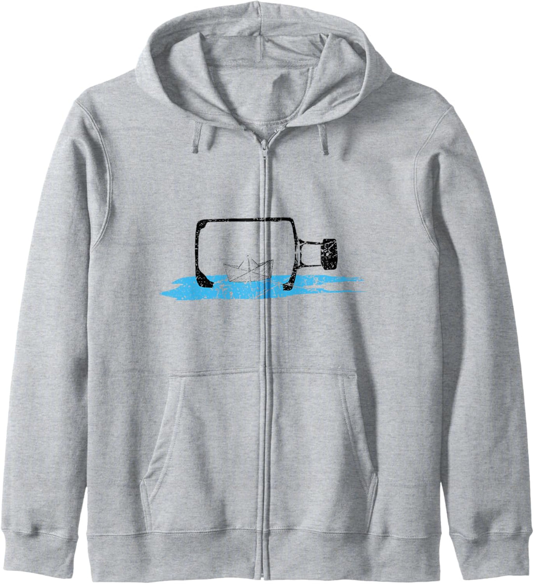 Papierschiff in Flasche Flaschenpost Meer Kapuzenjacke