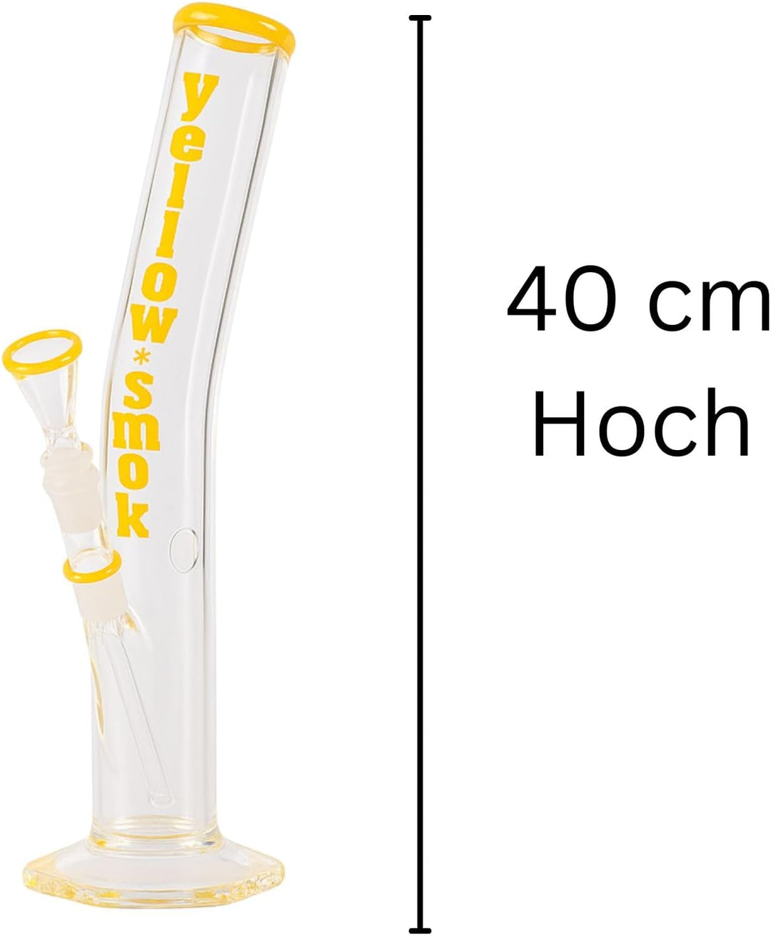 Weedness Glas Bong 18,8 mm Schliff Ø 55mm - 40 cm hoch Gelb - Schräge Bong Komplett Set Gross, Gelb