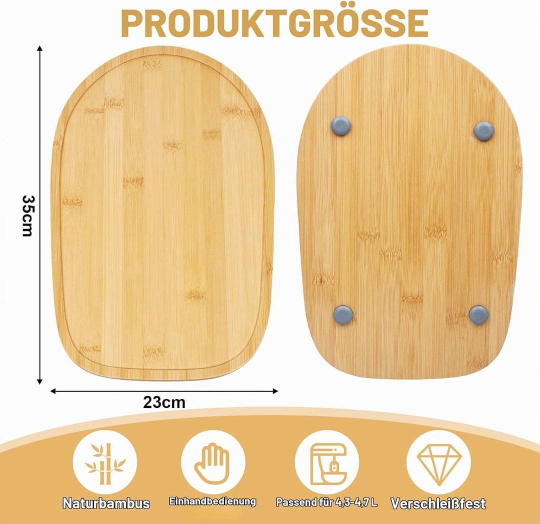 Bambus Gleitbrett Kompatibel mit Kitchen Aid Artisan 4.5-5 Qt(4,3L - 4,8L)Verschiebbare Unterlage fü