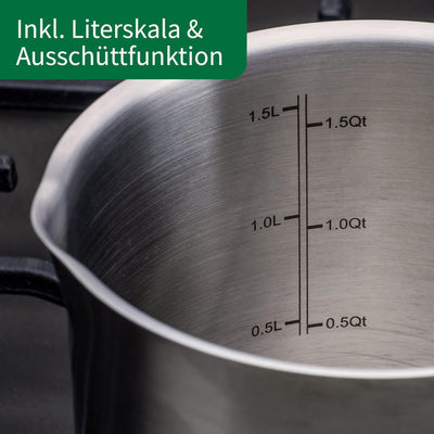 FACKELMANN Chefkoch Milch-Topf Ø14 cm München aus Edelstahl – Hochwertiger Kochtopf Ausschüttfunktio