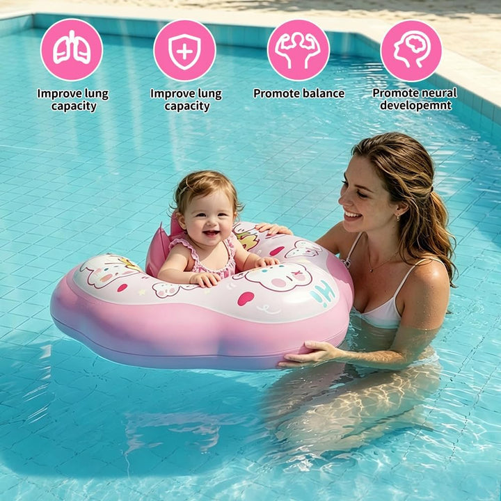 Baby Schwimmring mit Sonnendach Entfernbar, Aufblasbarer Schwimmring Baby mit Verstellbarer Sicherhe