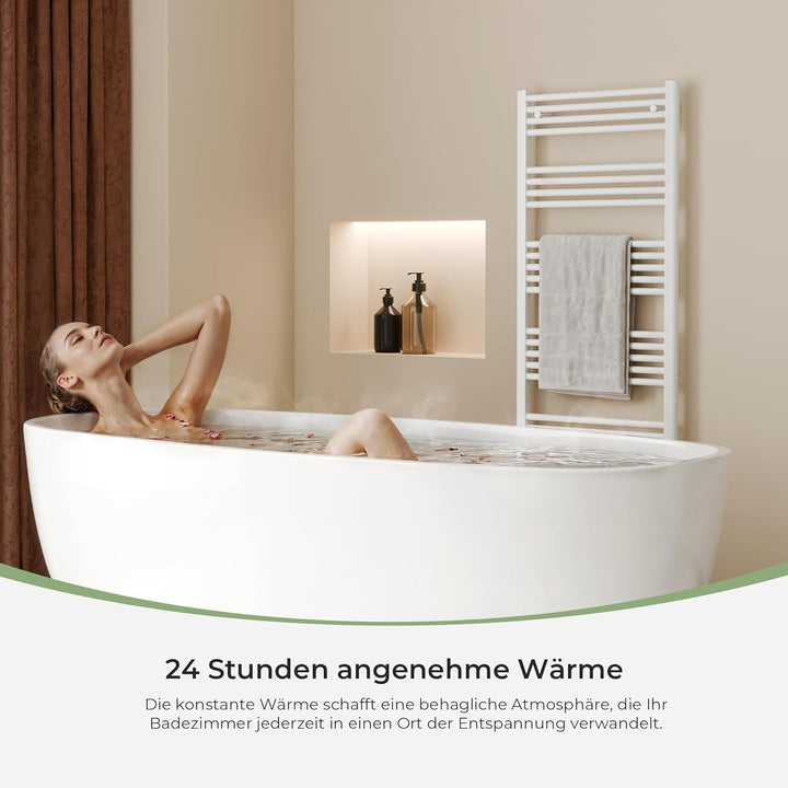 Handtuchheizkörper Mittelanschluss 1800x600 mm Badheizkörper Weiss Handtuchwärmer Handtuchtrockner 8