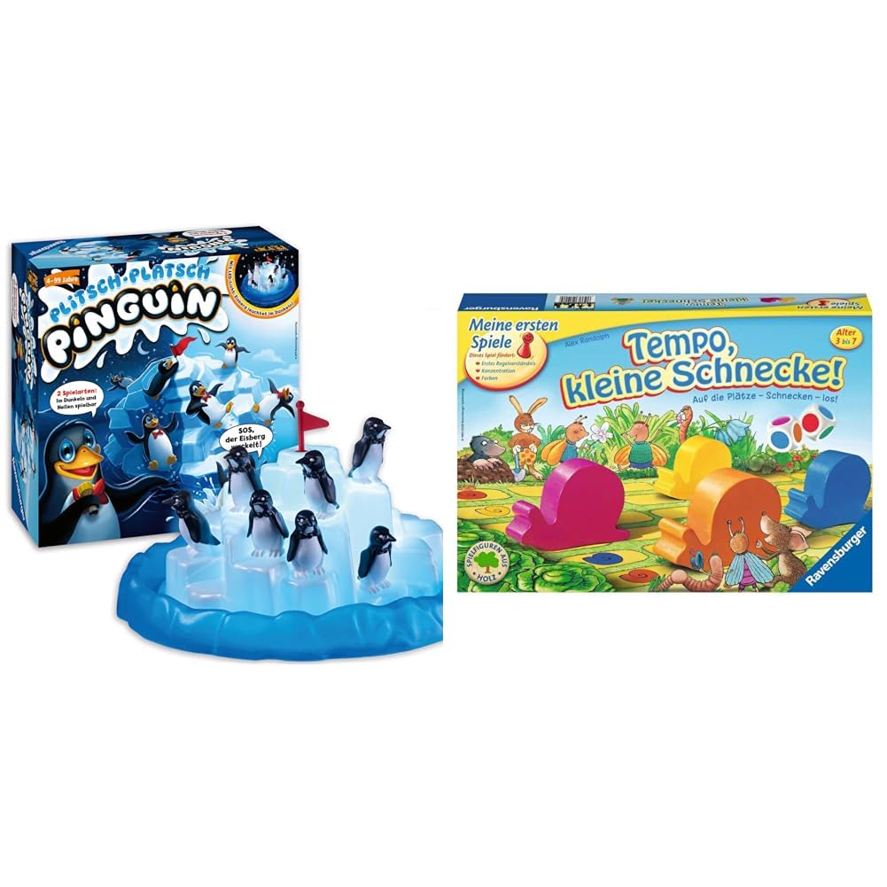 Ravensburger 21325 Plitsch Platsch Pinguin grosser Spielspass mit Geschicklichkeitsfaktor für Kinder
