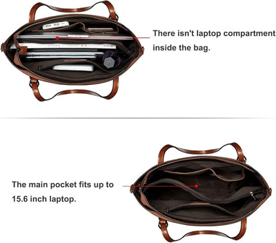 S-ZONE Damen 3-Way Schultertasche Vintage Echtleder Shopper Grosse Mode Laptop Arbeitstasche Umhänge