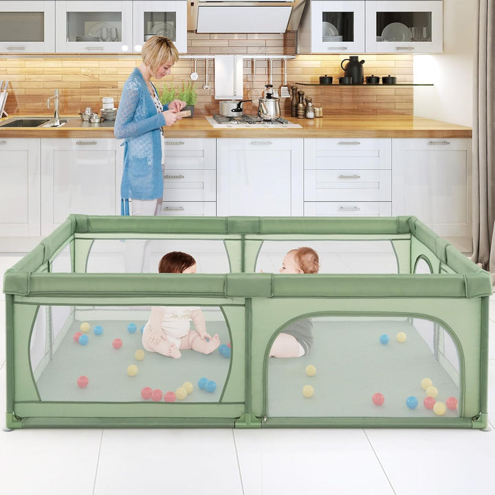 GOPLUS Baby Laufstall mit 50 Spielbällen, Krabbelgitter für Kleinkinder & Säulinge, Laufgitterzelt m