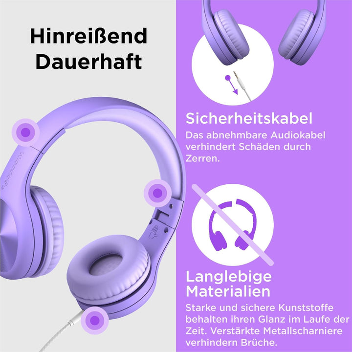 LilGadgets Connect+ Pro Kinderkopfhörer mit Kabel – speziell für den Komfort von Kindern entwickelt,