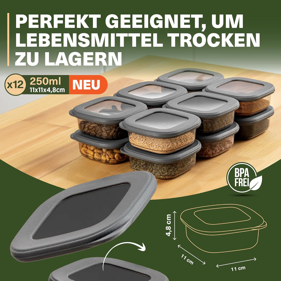 Vorratsdosen mit Deckel Luftdicht, 12er Vorratsbehälter Set BPA-Frei, Vorratsdose zur Müsli Mehl Auf