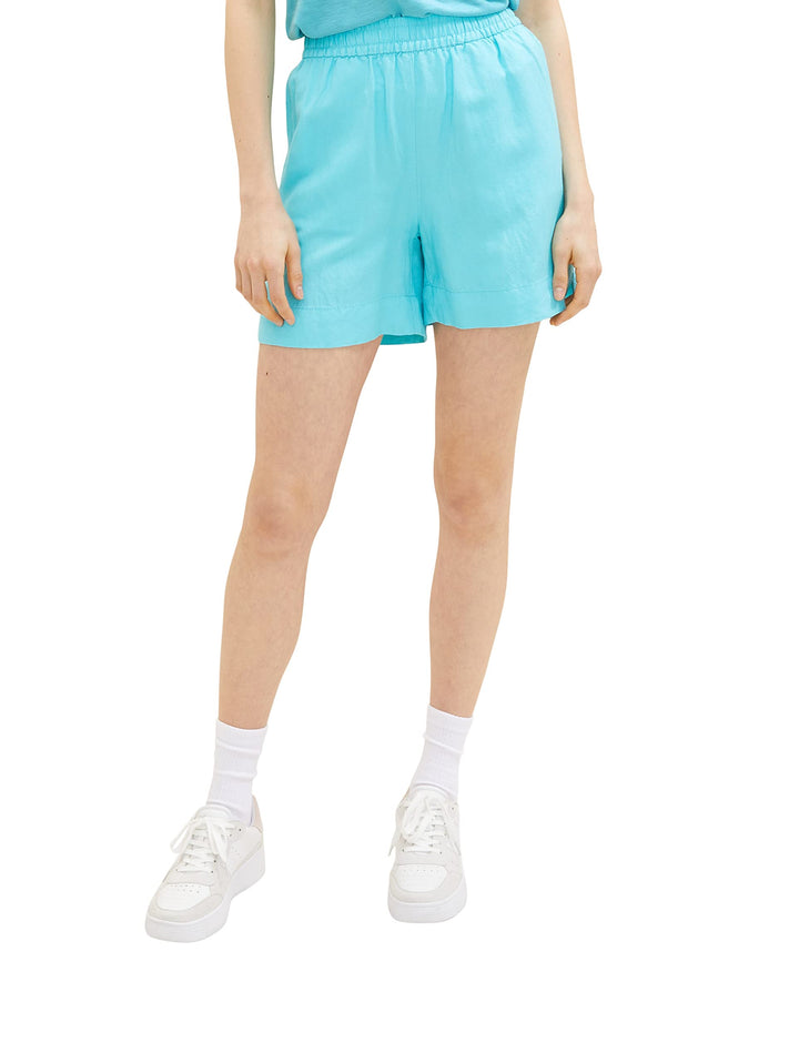 TOM TAILOR Damen Basic Linen Shorts 44 26007 - Teal Radiance, 44 26007 - Teal Radiance