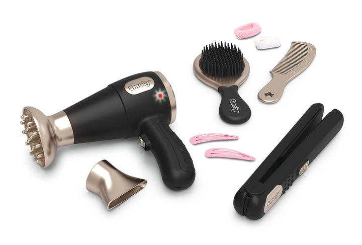 Smoby Toys - My Beauty Frisier-Set für Kinder - Haar-Styling-Spielzeug mit batteriebetriebenem Föhn,