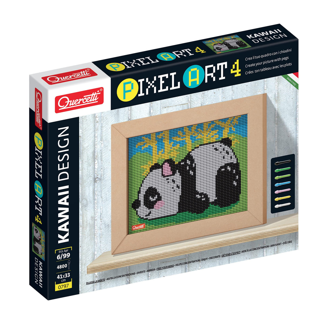 Quercetti 0797 Quercetti-0797 Pixel Art Kawaii Design Panda Steckspiel, Multicolor