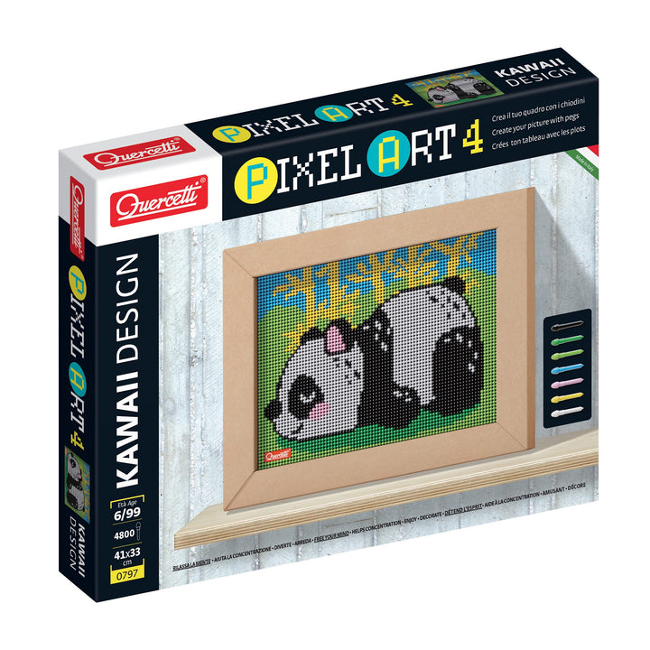 Quercetti 0797 Quercetti-0797 Pixel Art Kawaii Design Panda Steckspiel, Multicolor
