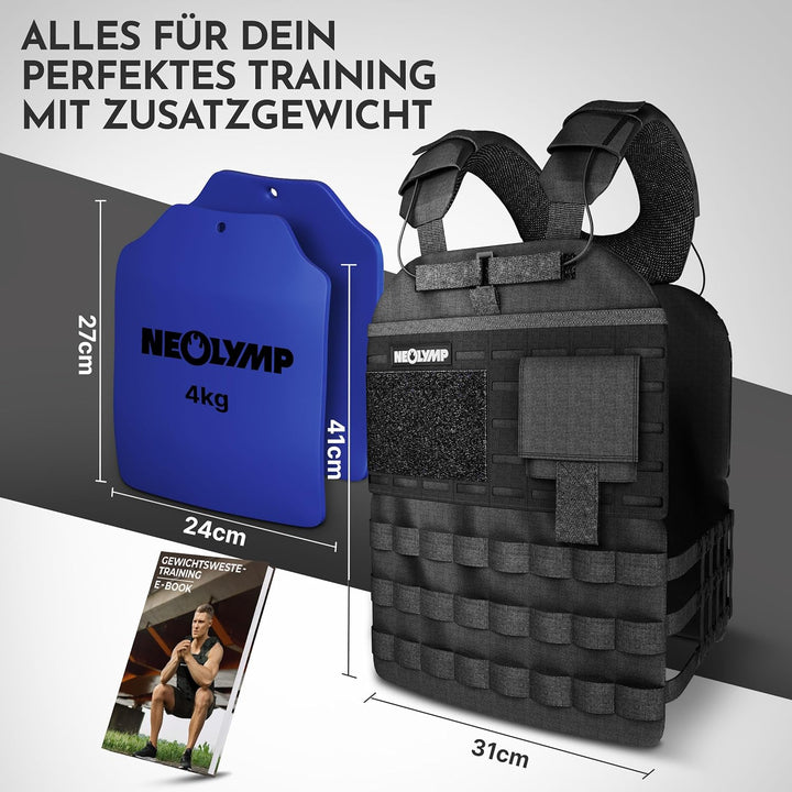 NEOLYMP Gewichtsweste – Unisex Weighted Vest – Plattenträger Weste mit Tasche – Kein Verrutschen – A