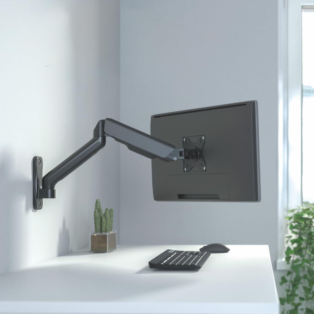 Maclean Doppelarm Monitor-Wandhalterung | Für 17-32" Flach- &amp; Curved-Bildschirme bis 9 kg | VESA 75x