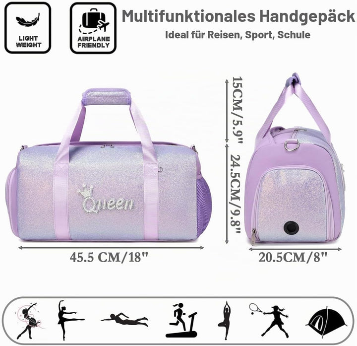 Sporttasche Mädchen Kindertaschen Kinder Reisetasche Mädchen Sports Duffel Schwimmtasche Klassische