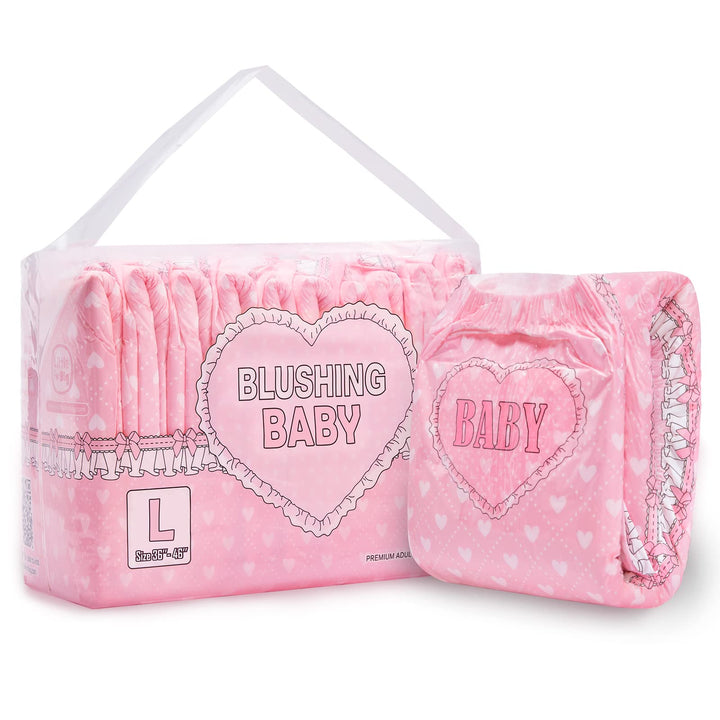 LittleForBig Erwachsenen Gedruckten Windeln 10 Stück - Blushing Baby (Large 36"-46") Rosa L, Rosa L