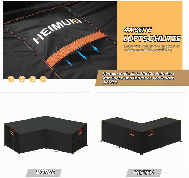 HEIMUNI Lounge Abdeckung L-Form Gartenmöbel Abdeckung Wasserdicht Abdeckung Loungemöbel L Form Garte