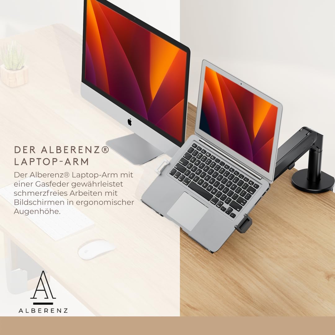 Alberenz® Laptophalterung mit Gasfeder, verstellbare Laptop Halterung für 17" Laptops, Notebook Abla