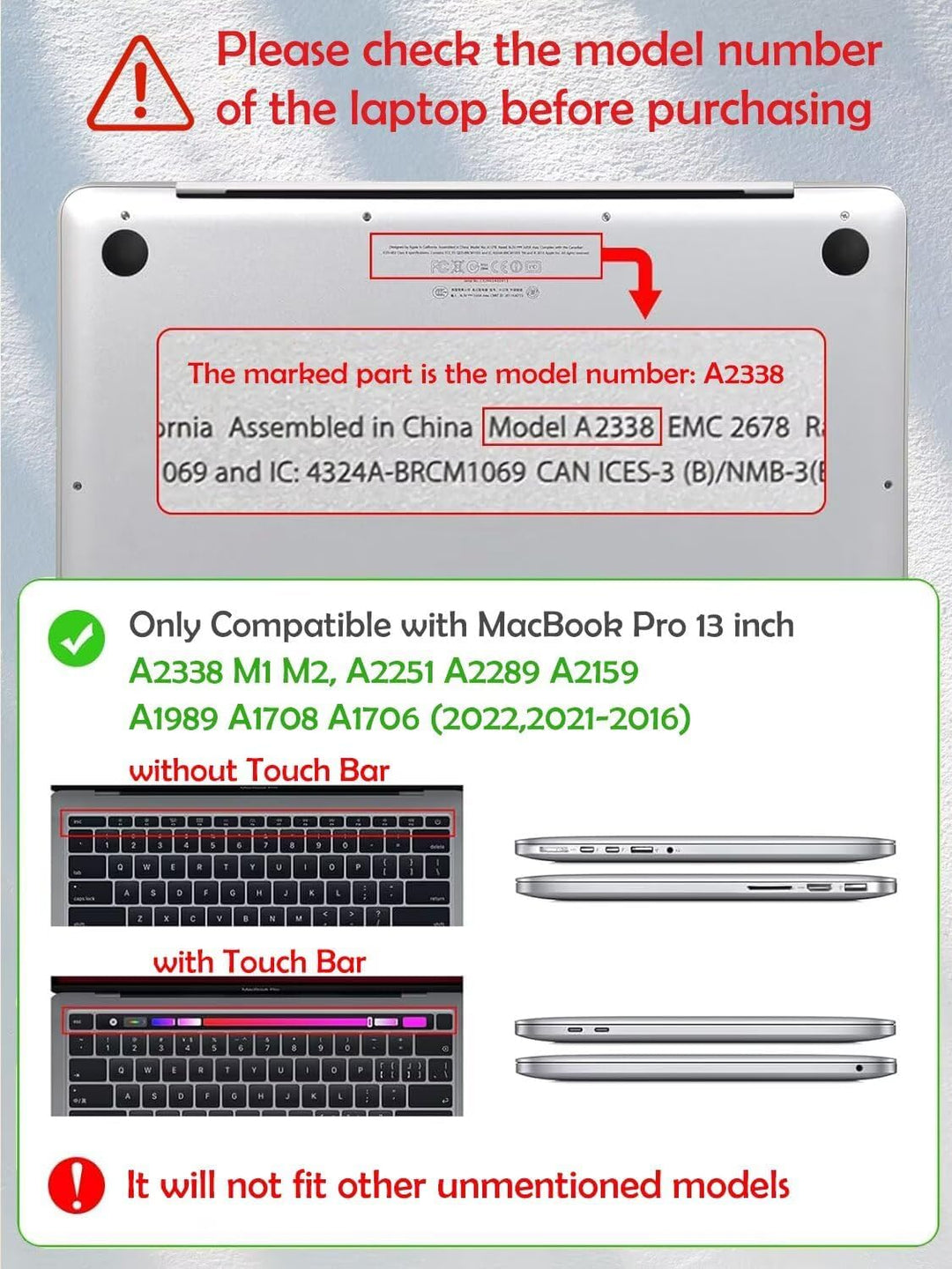 Fancity Kompatibel mit MacBook Pro 13 Zoll Hülle 2020 2021 2022, M2 M1 A2338 A2289 A2251 A2159 A1989