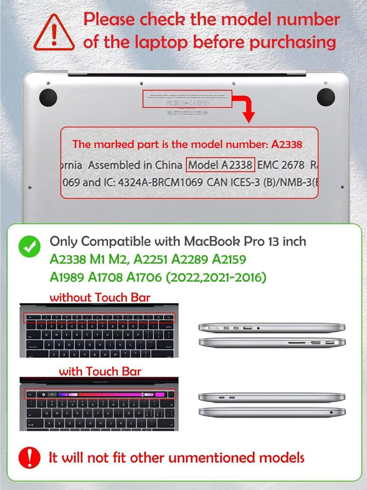 Fancity Kompatibel mit MacBook Pro 13 Zoll Hülle 2020 2021 2022, M2 M1 A2338 A2289 A2251 A2159 A1989