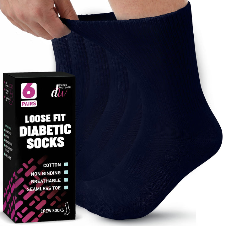 Debra Weitzner Diabetikersocken für Damen und Herren, lockere Passform, nicht bindend, Baumwolle, Cr
