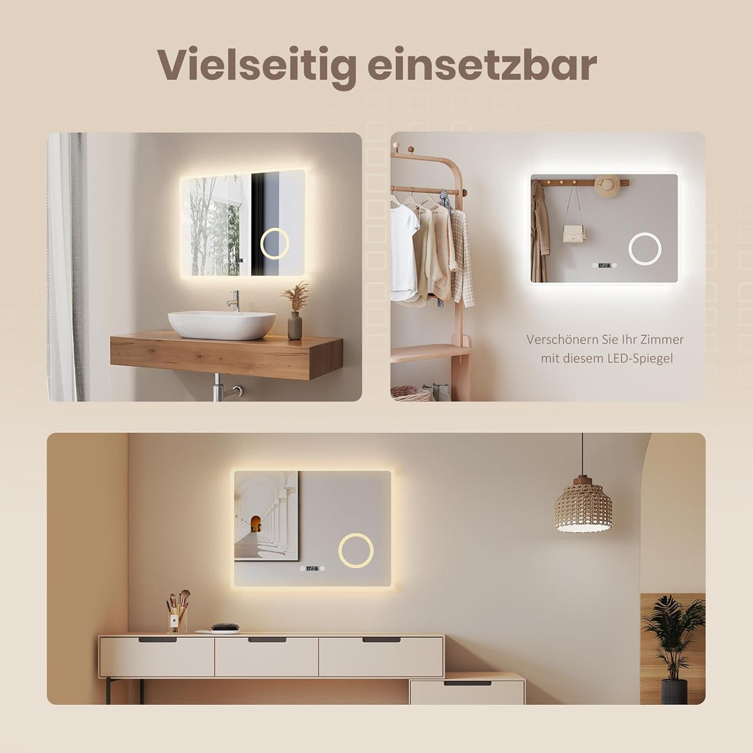 EMKE® LED Badspiegel Lichtspiegel LED Spiegel Wandspiegel mit Touch-Schalter Badspiegel mit Beleucht