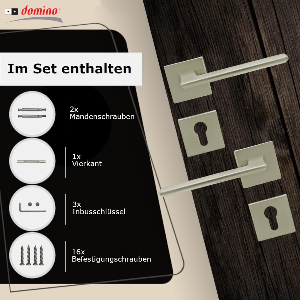 domino Türgriff ELIZA-QR M9 PZ-Profilzylinder Drückergarnitur für Zimmertüren Türdrücker-Set Rosette