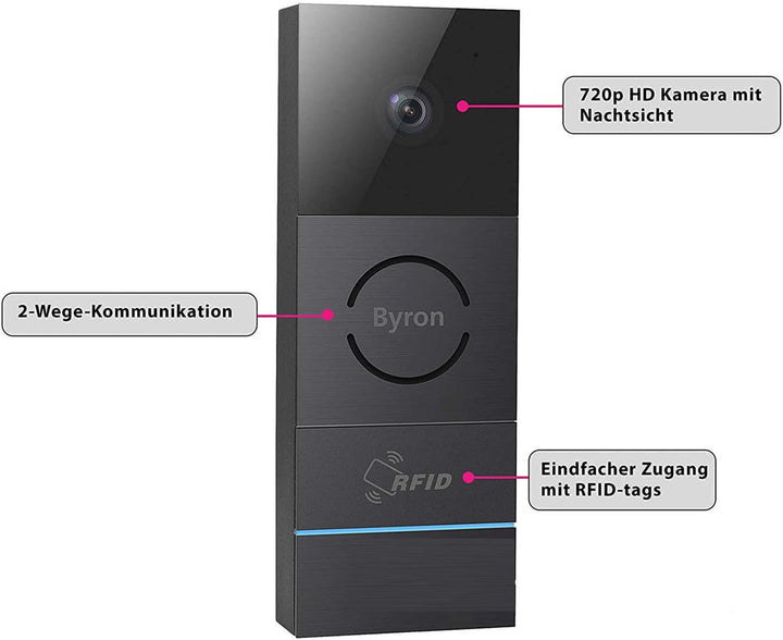 Video Türsprechanlage mit Türöffner, App & RFID Chip für 1 Familienhaus