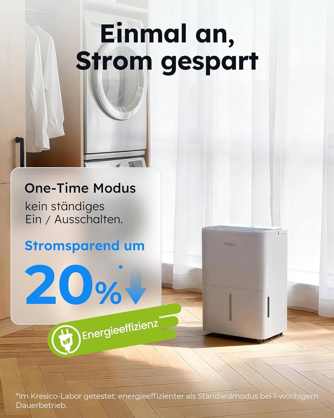 Kresico xWolei Luftentfeuchter elektrisch 12L/24h, Entfeuchter elektrisch 35dB, Raumentfeuchter für