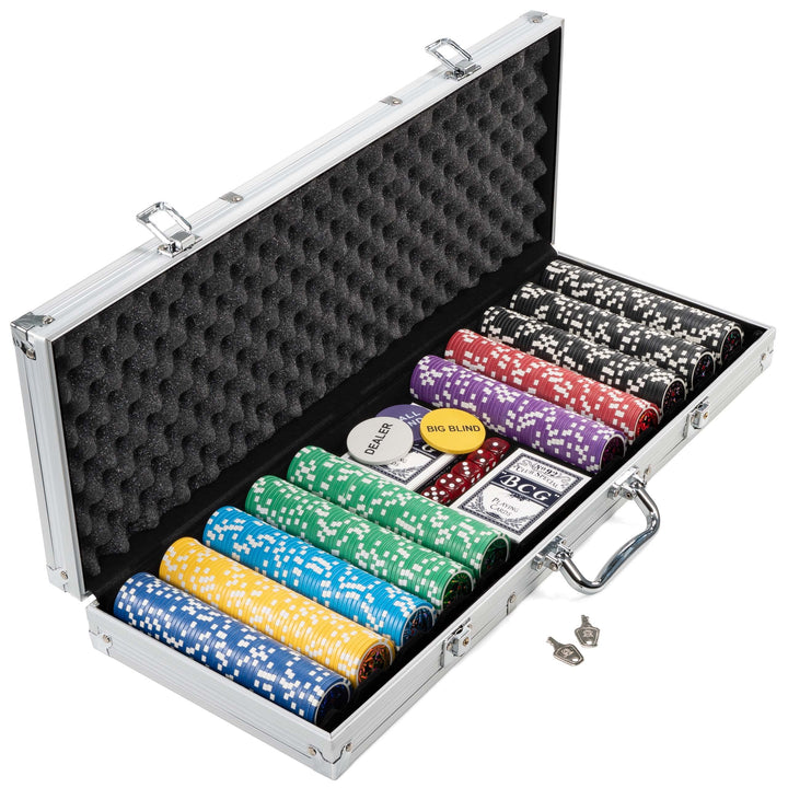 Nexos Pokerkoffer Pokerset 500 300 Laser Pokerchips Poker Komplett Set 12 g Chips Deluxe Grösse wähl