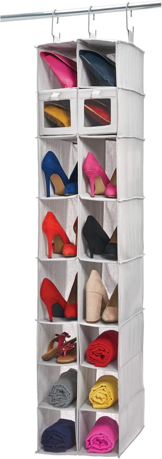 InterDesign Evie Schrank-Organizer, Stoff MDF, Schuh- und Stiefelorganizer, 12-16 Compartment, Schuh