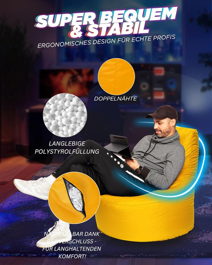 PATCH HOME Gamer Sessel in 2 verschiedenen Grössen und 25 XL - 75cm Durchmesser, 30cm Sitzhöhe, 80cm