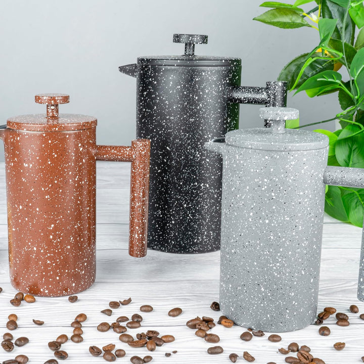 Café Olé CFD-08RG Doppelwandiger Kaffeebereiter aus hochwertigem Edelstahl – Rot Granit, für 8-Mokka