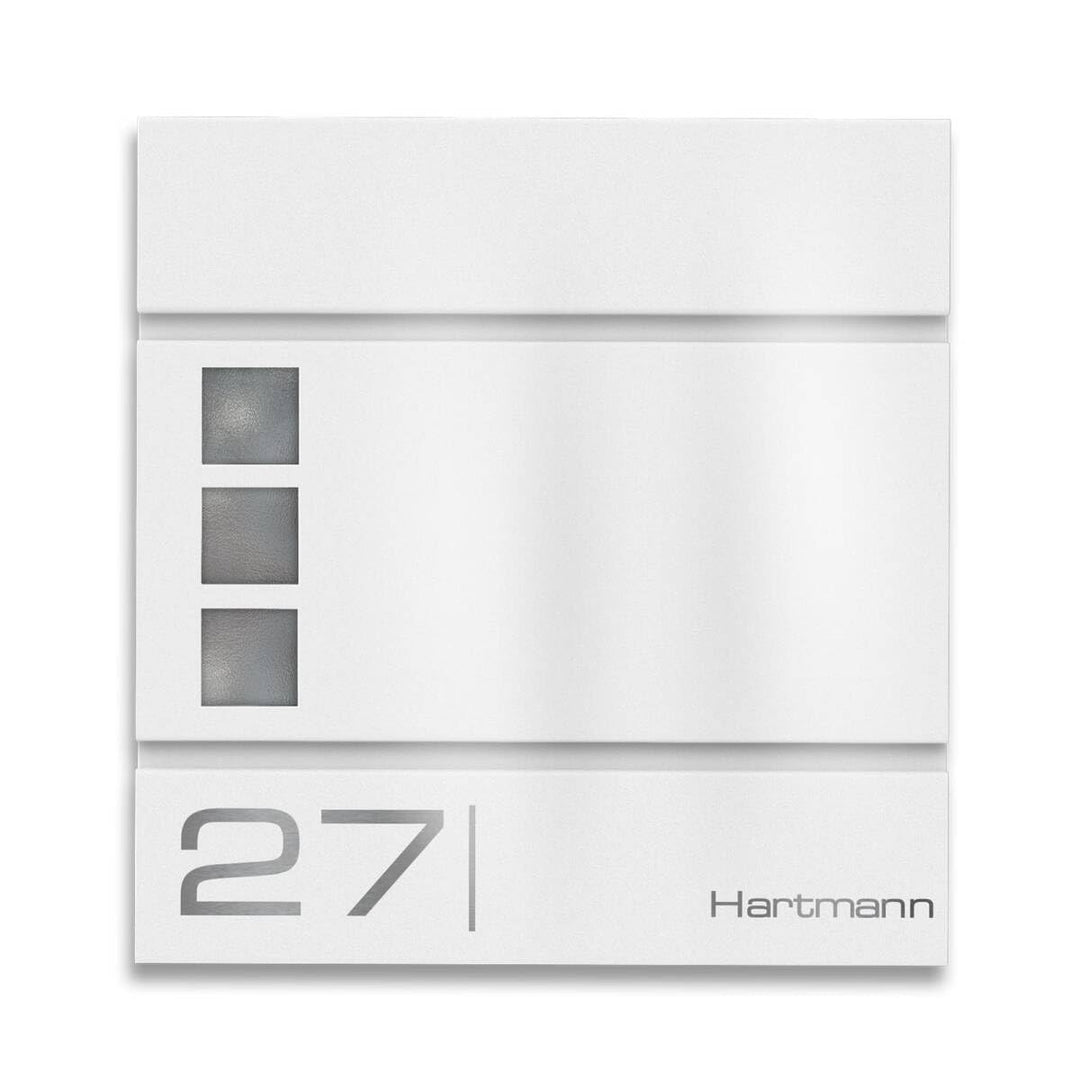 Metzler Briefkasten Weiss Cube - Name & Hausnummer als Lasergravur - in Verkehrsweiss RAL 9016 - Des