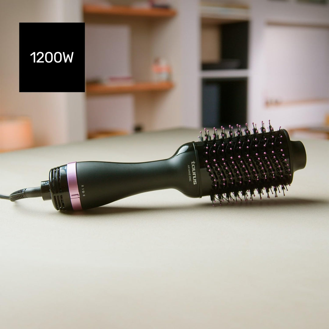 Taurus - Heissluftbürste + 1200W | Volumenstyler | Ionic Anti-Frizz | Keramikbeschichtung | 3 Stufen