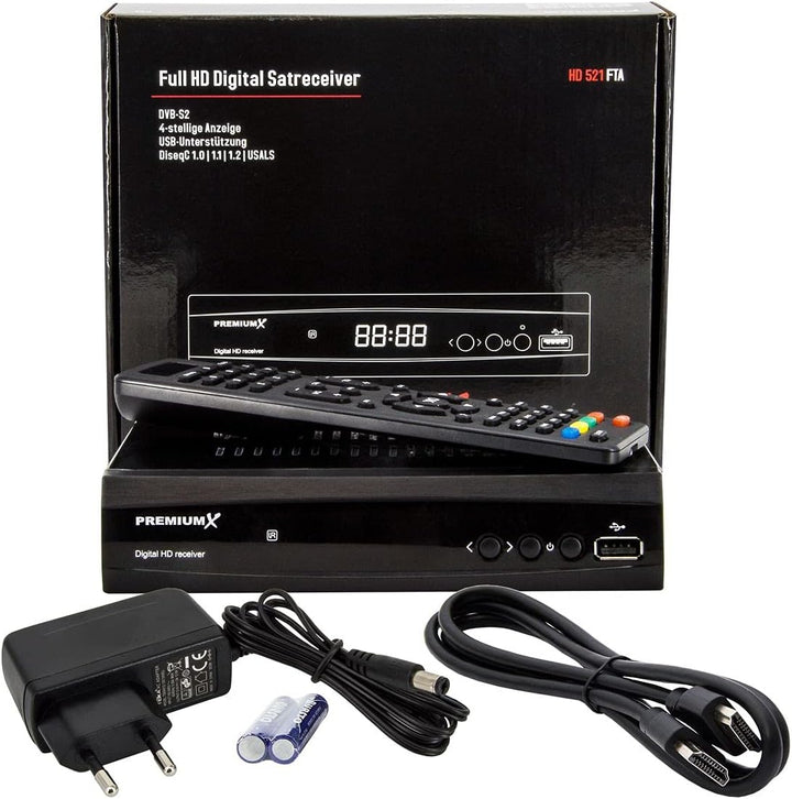 Premium X HD 521 FTA Digital TV SAT Receiver DVB-S2 FullHD Satelliten Empfänger HDMI SCART USB Media