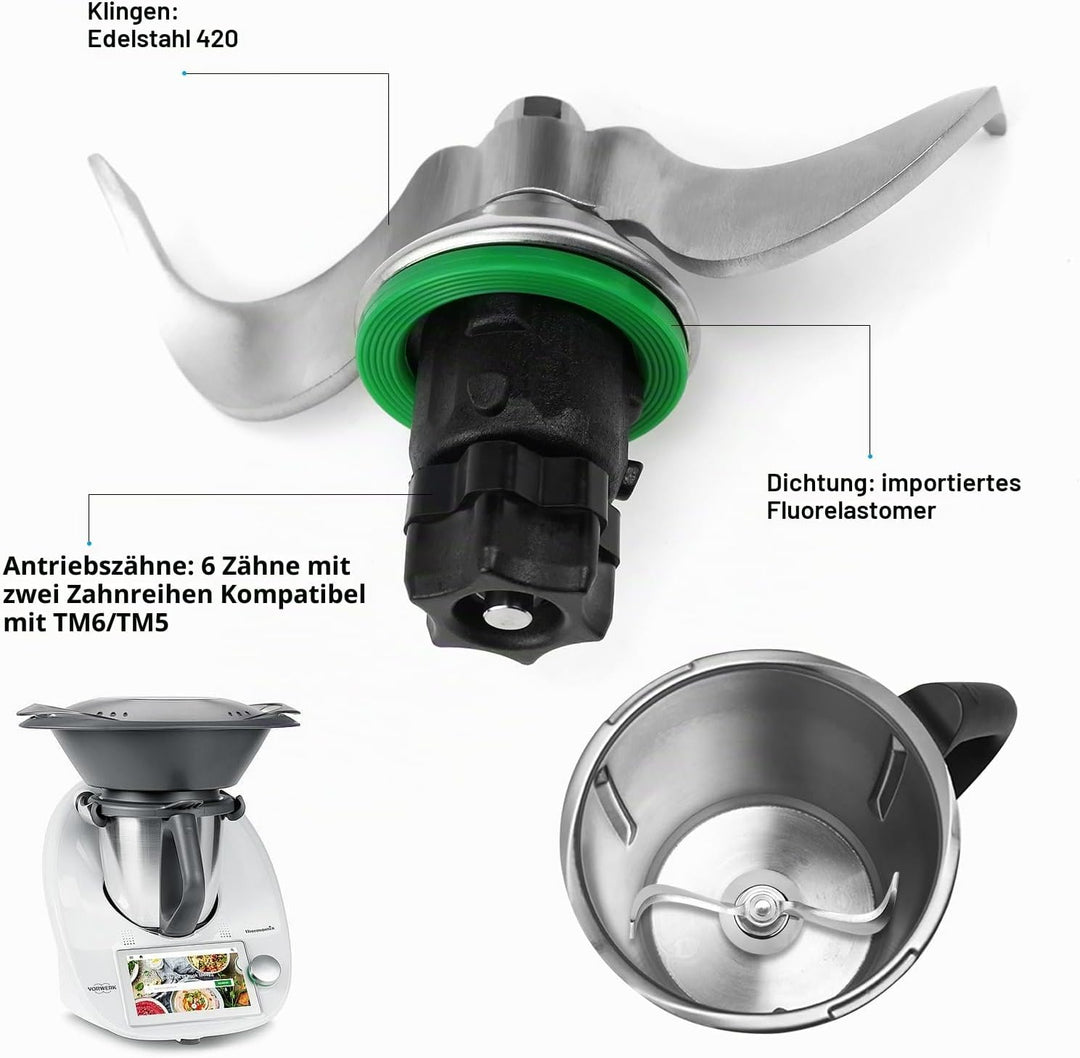 Teigmischmesser für Thermomix TM7 TM6 TM5 Teigknetmesser aus Edelstahl Thermomix Zubehör Schnelles M