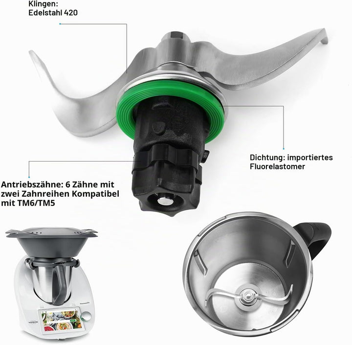 Teigmischmesser für Thermomix TM7 TM6 TM5 Teigknetmesser aus Edelstahl Thermomix Zubehör Schnelles M