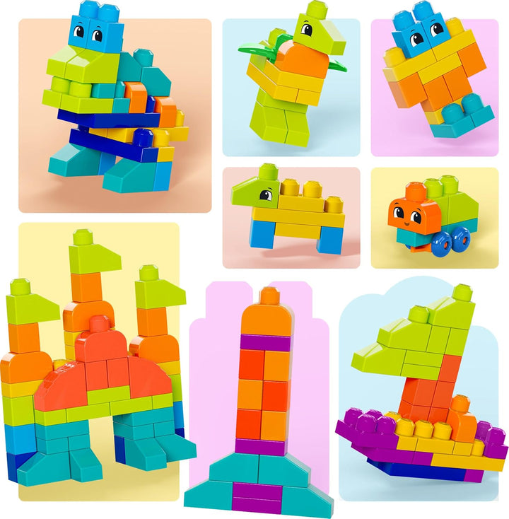 MEGA HHM96 - MEGA BLOKS Bausteinebeutel Deluxe, 150 grosse und farbenfrohe Bausteine mit einer Aufbe