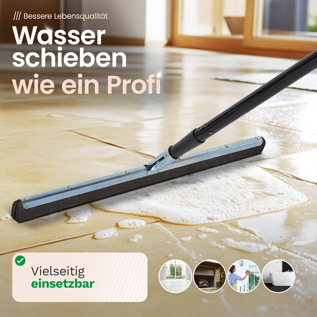 Novaliv 2X Wasserabzieher Boden mit Stiel 60 cm Wasserschieber Dusche Bodenabzieher Gummiabzieher Au