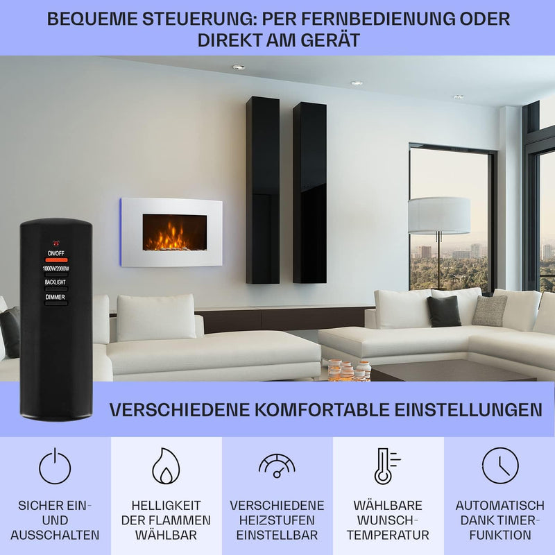 Klarstein Elektrokamin, Elektro Heizungen für Wohnzimmer & Innenräume, Elektrischer Kamin mit LED Fl